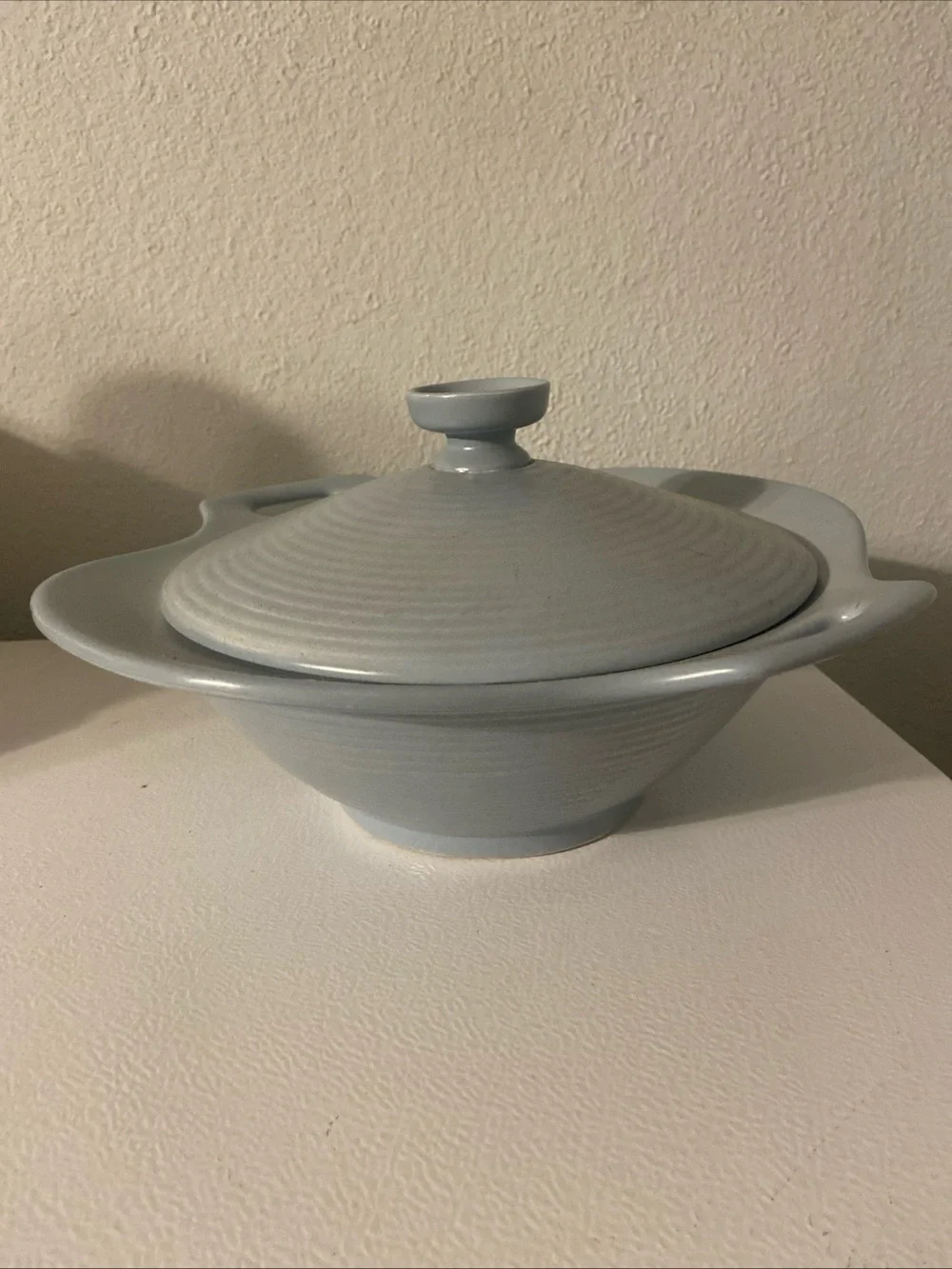 MCM light blue Forence Ceramics serving dish with lid